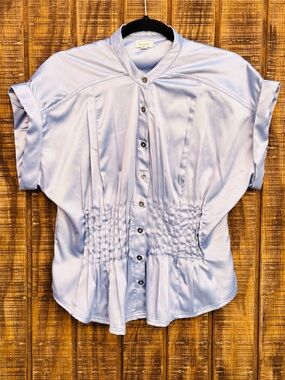 Pilcro Linden Light Bluish Lavender Button-Front Blouse Satin